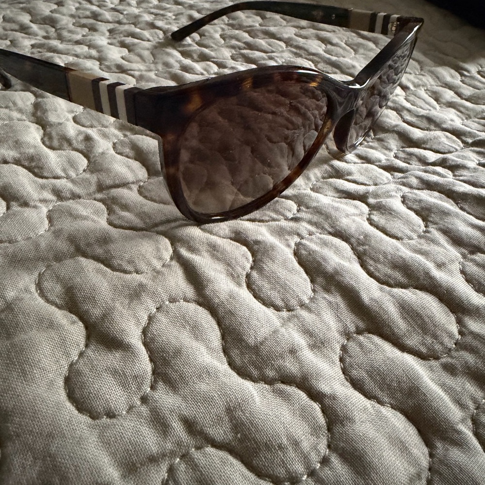 Burberry Tortoise Shell Sunglasses with Striped Arms